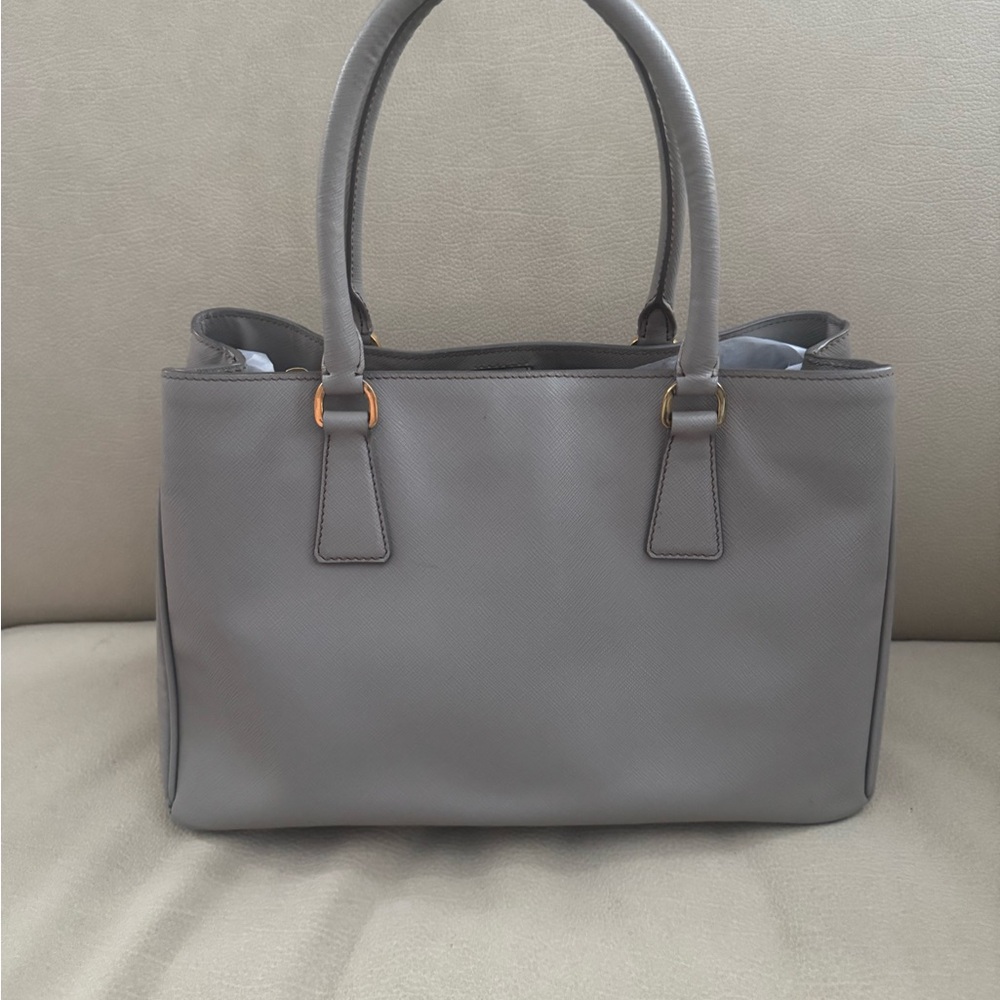 Prada Taupe Saffiano Leather Satchel with Gold Hardware - Picture 3 of 4